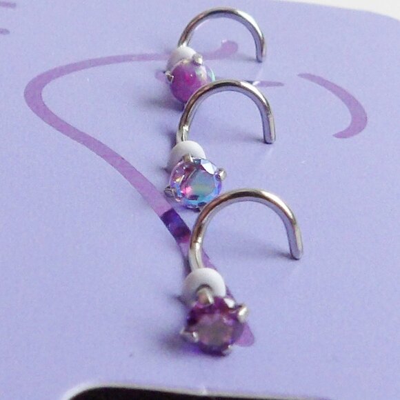 Claire's Bundle of 2 Packages Stainless Steel Nose Jewelry 6 Total Studs 20G New - Picture 6 of 7